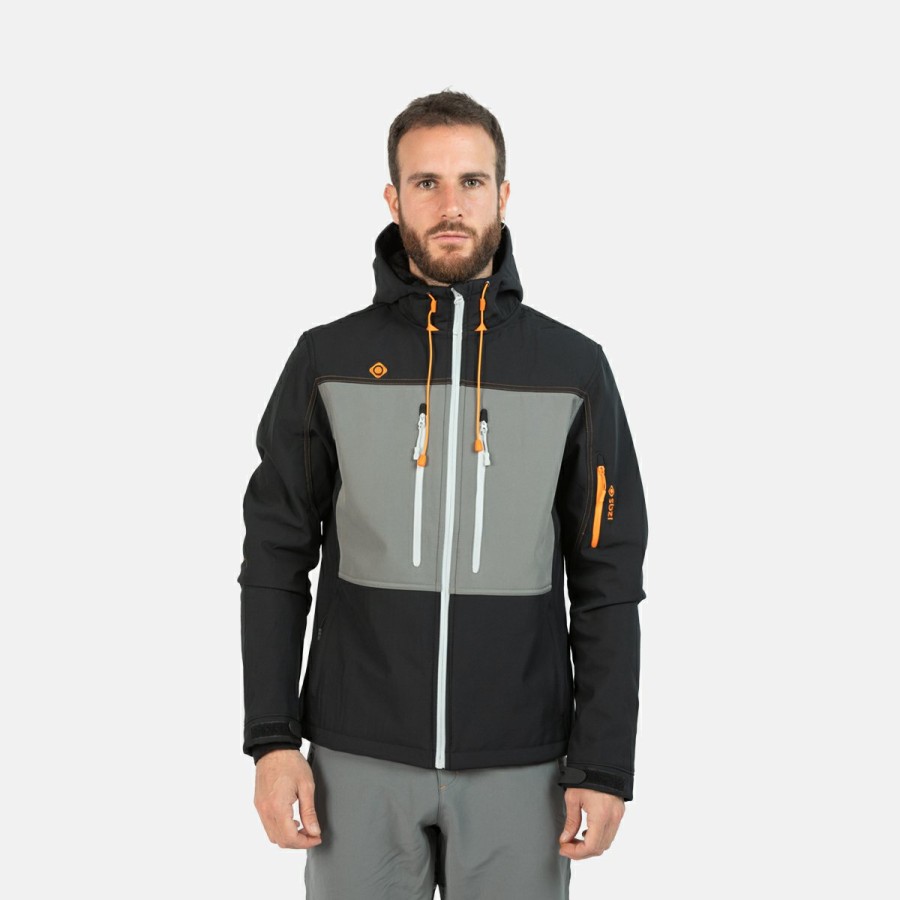 HOMBRE Izas Softshell | Chaqueta Softshell Gris Y Naranja Hombre Konka