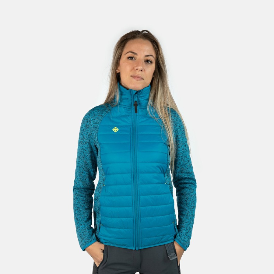 ACTIVIDAD Izas Trekking | Chaqueta Polar De Fibra Para Mujer Celeste Y Amarilla Noya W S/C