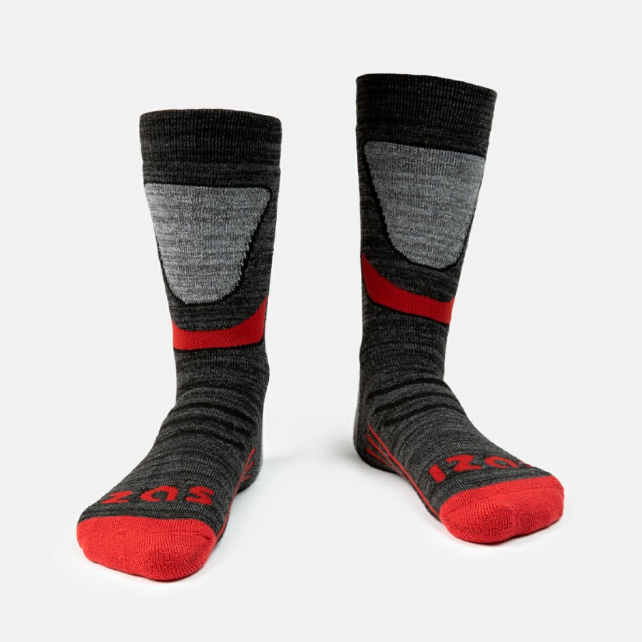 ACCESORIOS Izas Activewear | Calcetines Trekking Unisex Grises Y Rojo Yeltes V3