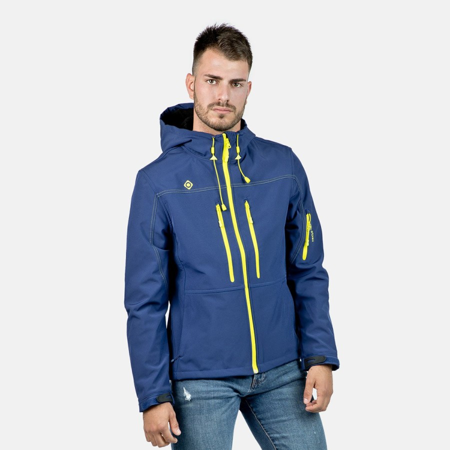 HOMBRE Izas Softshell | Chaqueta Softshell Azul Amarilla Hombre Konka